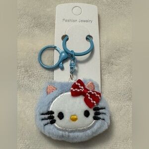 Light Blue Hello Kitty Plush Head Purse Charm/Keyring